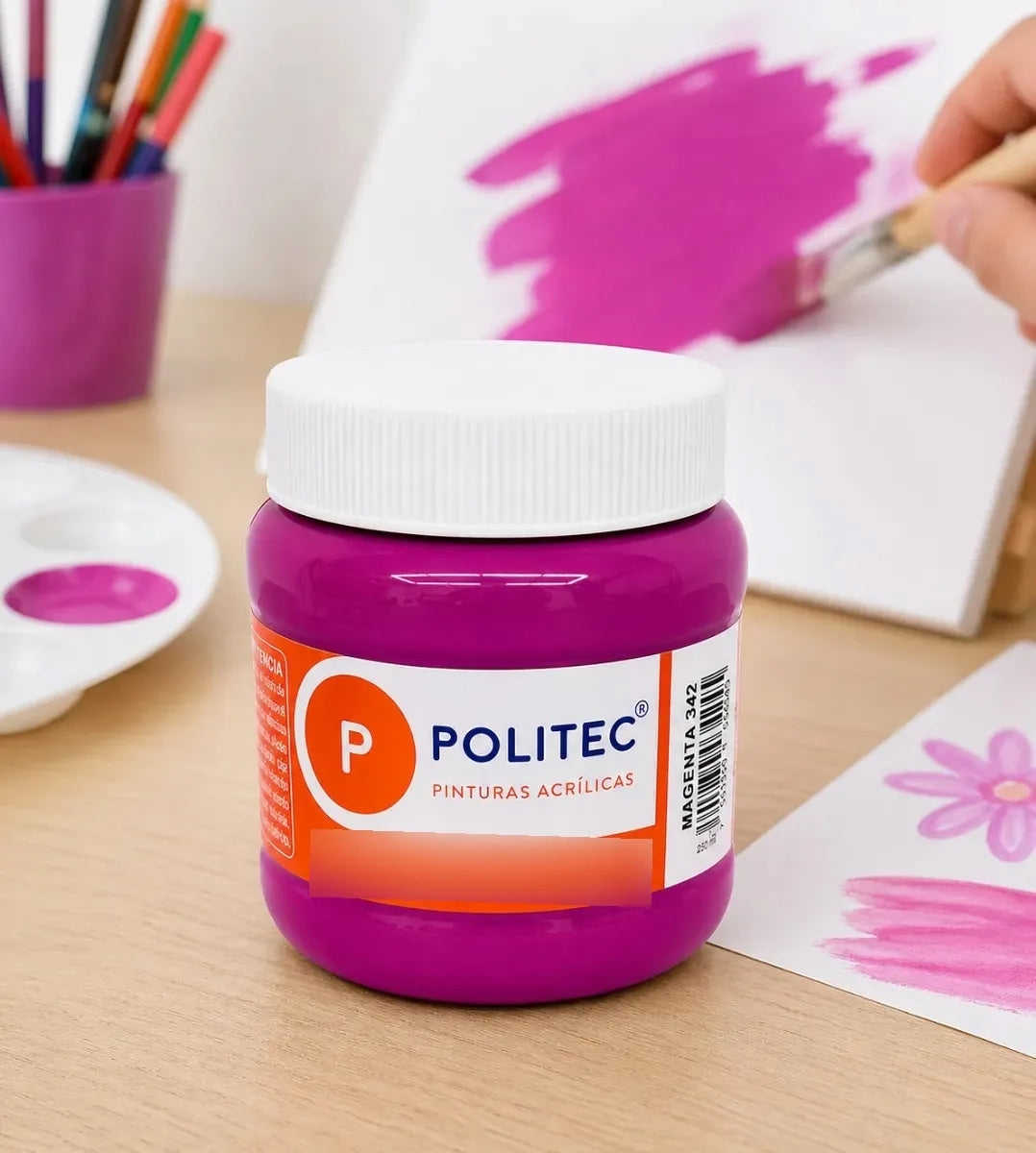 Pintura Acrílica Politec Magenta 250 Ml Multiusos Escolar