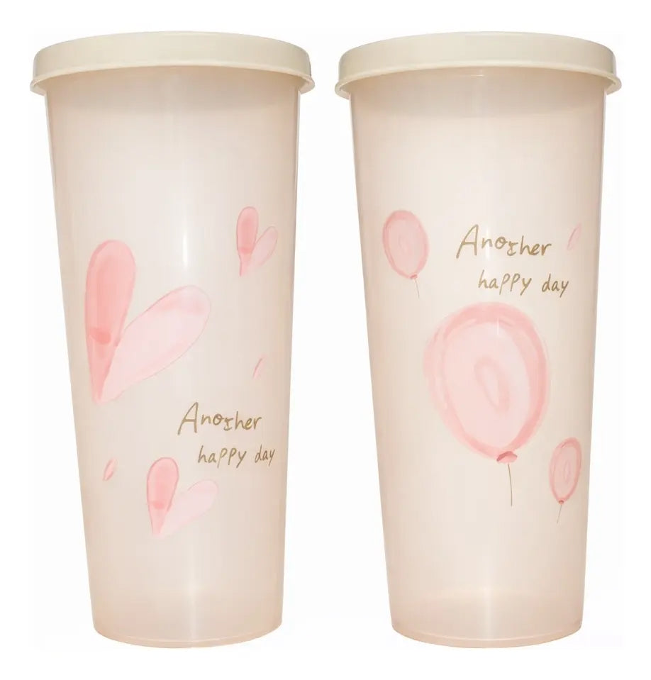 Vasos Pastel Con Tapa Set 7 Piezas 450ml Another Happy Day