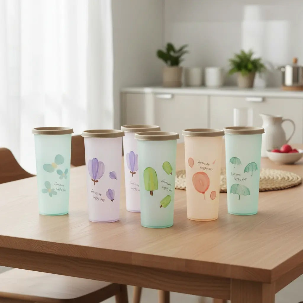 Vasos Pastel Con Tapa Set 7 Piezas 450ml Another Happy Day