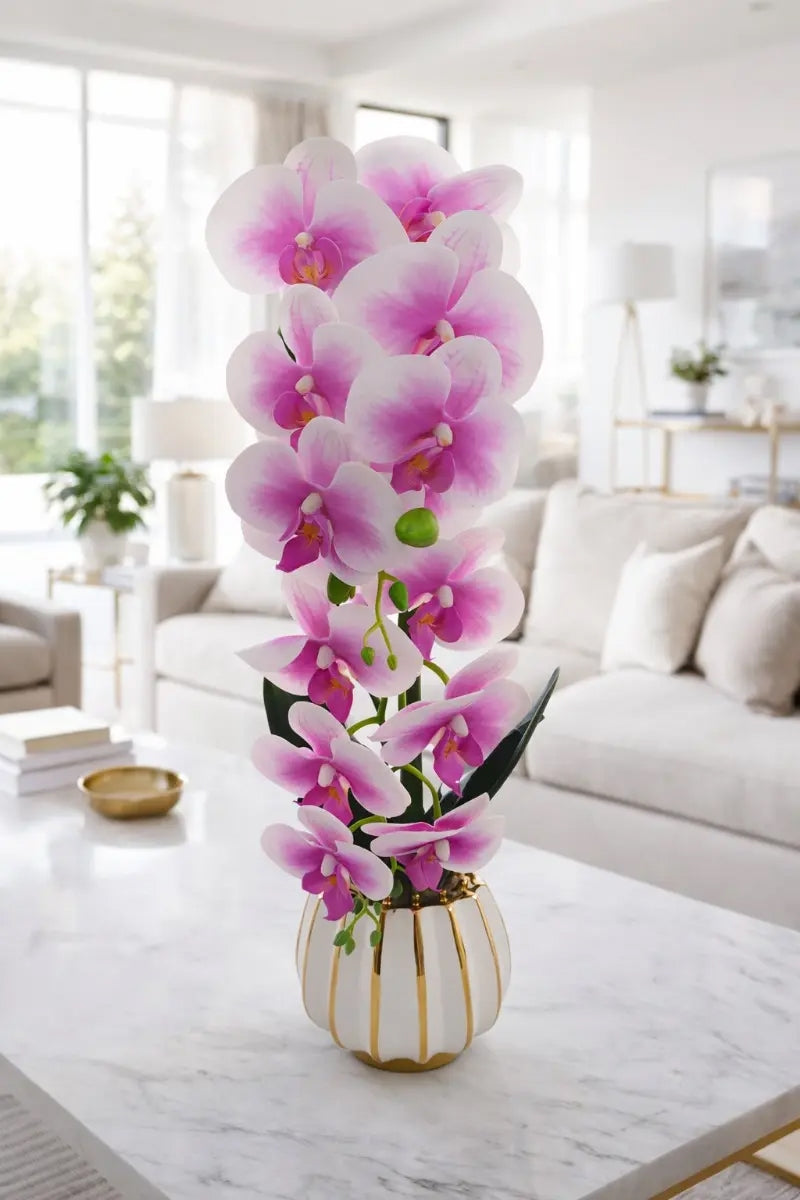 Orquídea Phalaenopsis Artificial En Maceta Blanca 62 Cm