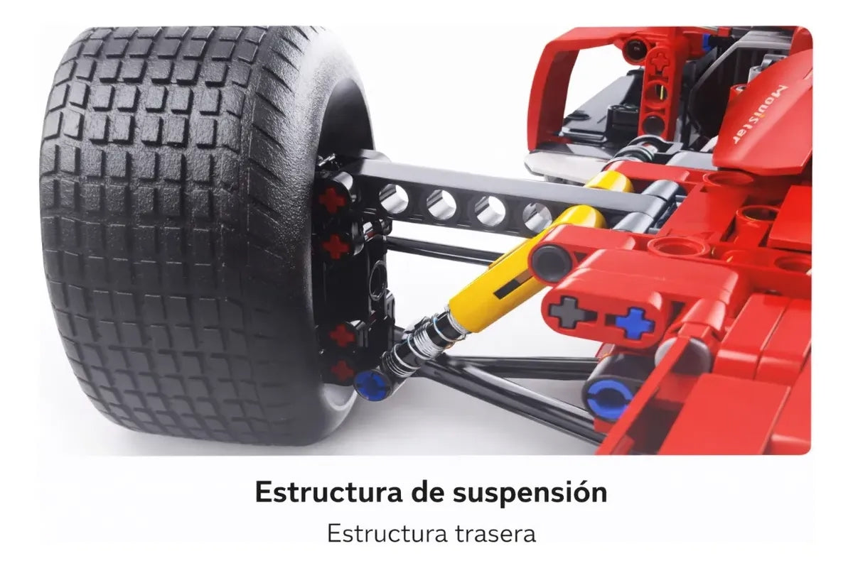 Carro Tipo Fórmula 1 Rojo De Bloques 1698 Piezas Escala 1.8