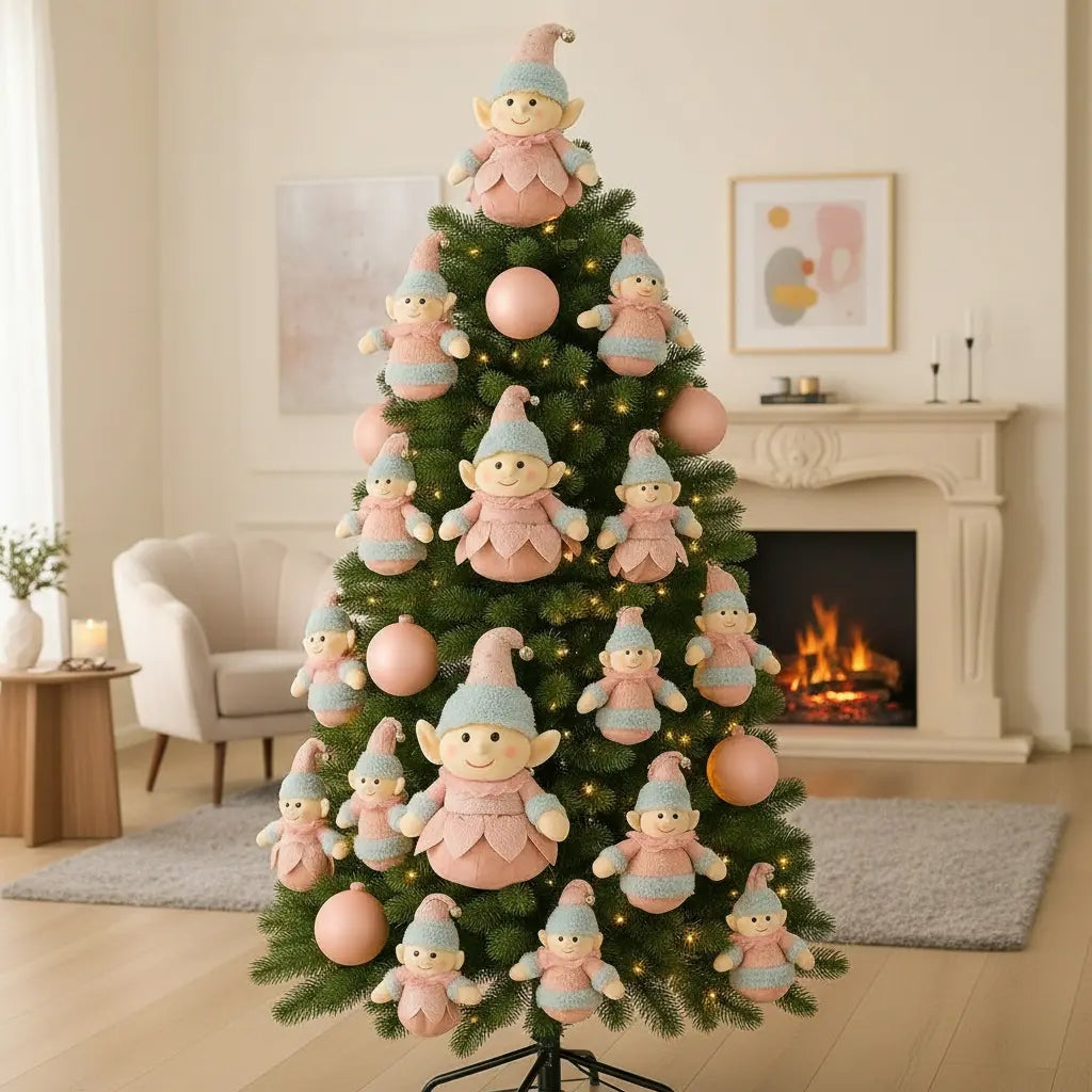 Decoracion Duendes De Felpa En Tonos Rosas 18x8x10