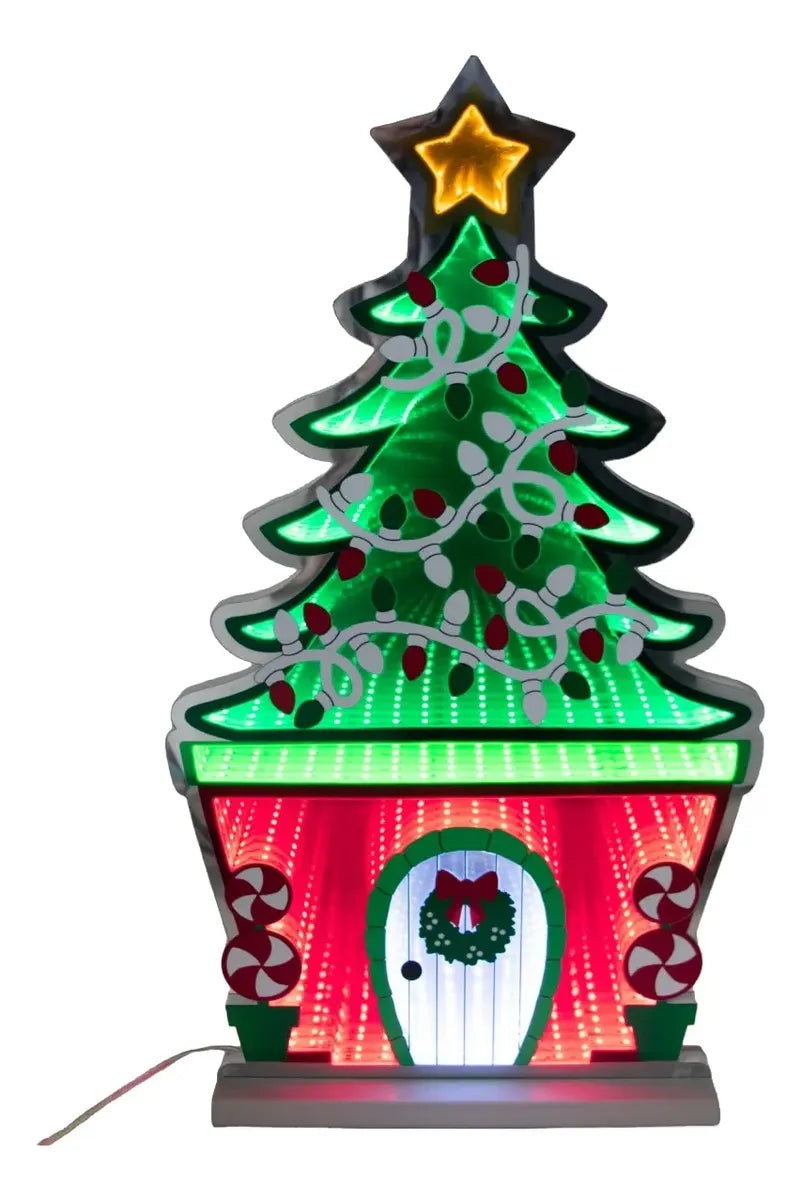 Árbol Navideño Luz Infinita 65x45x2 249 Luces Marca Lluvia