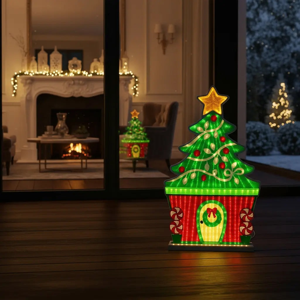 Árbol Navideño Luz Infinita 65x45x2 249 Luces Marca Lluvia