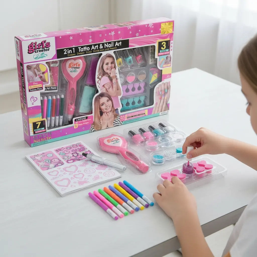 Set 2 En 1 Uñas Y Tatuajes Temporales 25 Piezas Candy Toys