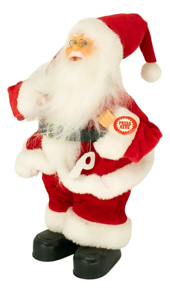 Santa Navideño Musical Con Movimiento Lluvia 30 Cm