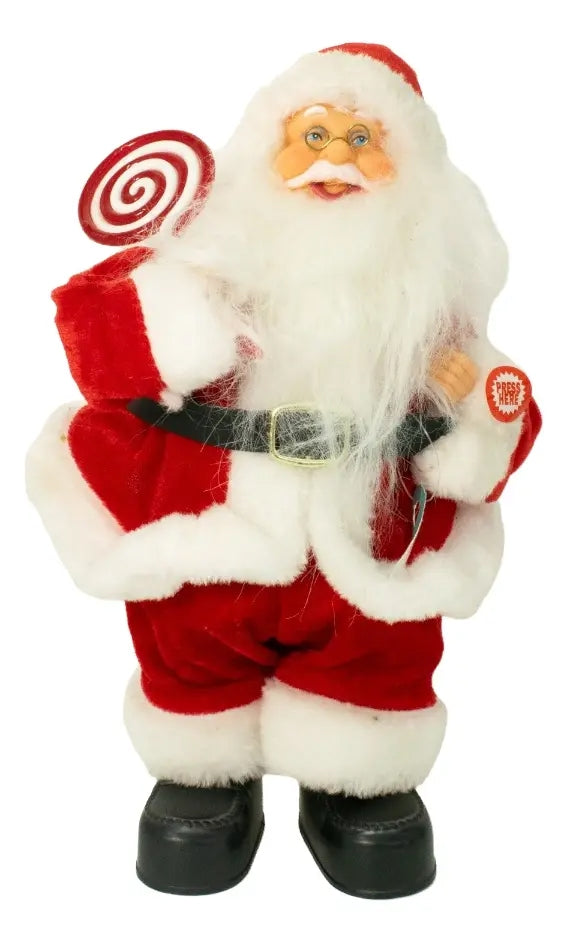 Santa Navideño Musical Con Movimiento Lluvia 30 Cm