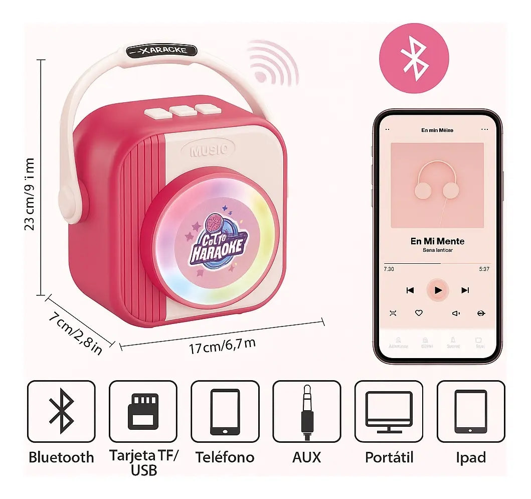 Micrófono Karaoke Smart Singer Con Bocina Recargable Candy