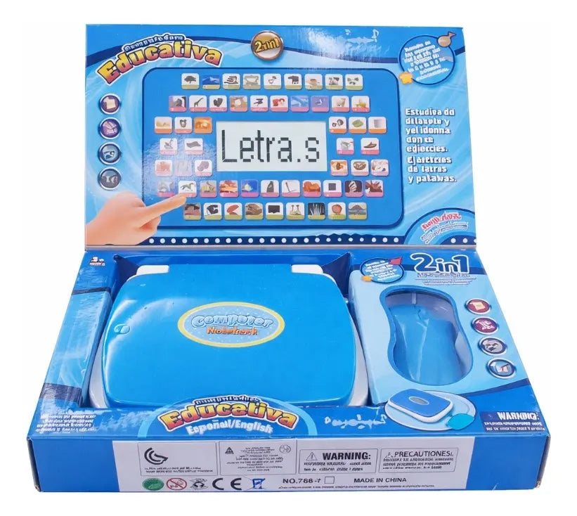 Laptop Juguete Educativa Infantil Español  Rosa Y Azul Candy