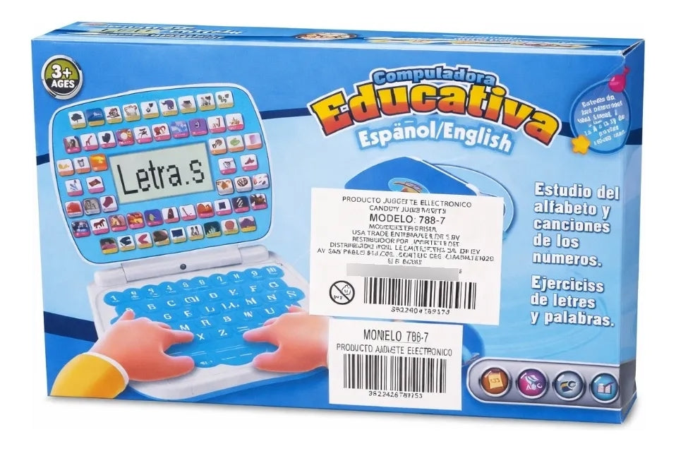 Laptop Juguete Educativa Infantil Español  Rosa Y Azul Candy