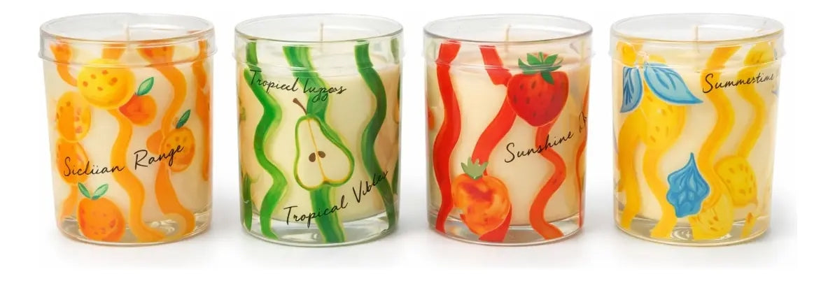 Colección De Velas Aromáticas 4 Aromas Frutales Premium