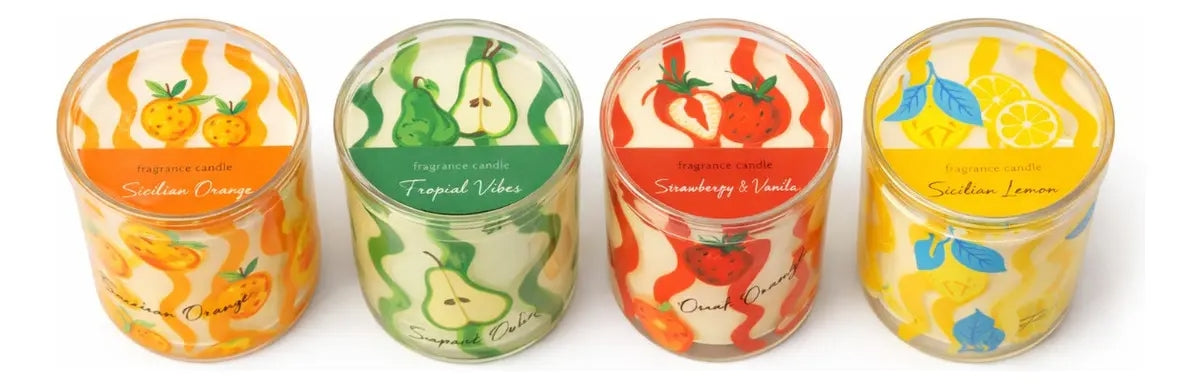 Colección De Velas Aromáticas 4 Aromas Frutales Premium