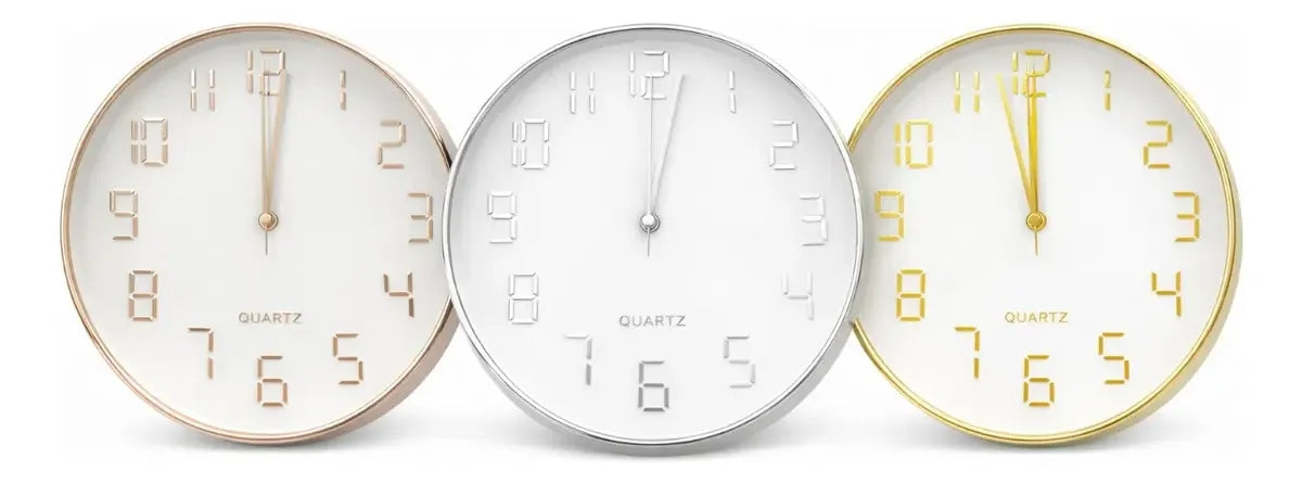 Reloj De Pared Elegante 30x4x30 3 Colores Dorado Rosa Plata