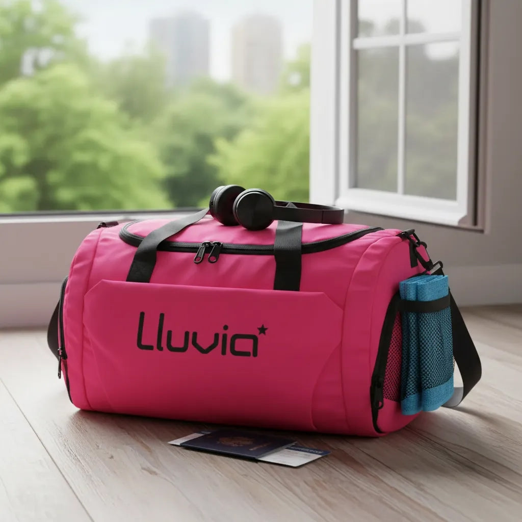 Maleta De Viaje Lluvia Rosa Con Negro Gran Capacidad