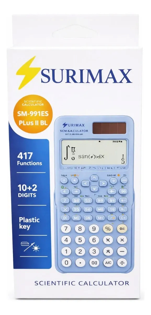 Calculadora Científica Azul Surimax 417 Funciones 2 Líneas