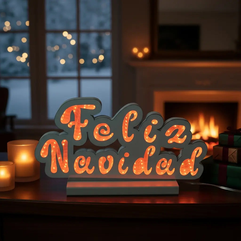 Luz Infinita Letrero Feliz Navidad16x50x2 Cm 108 Luces