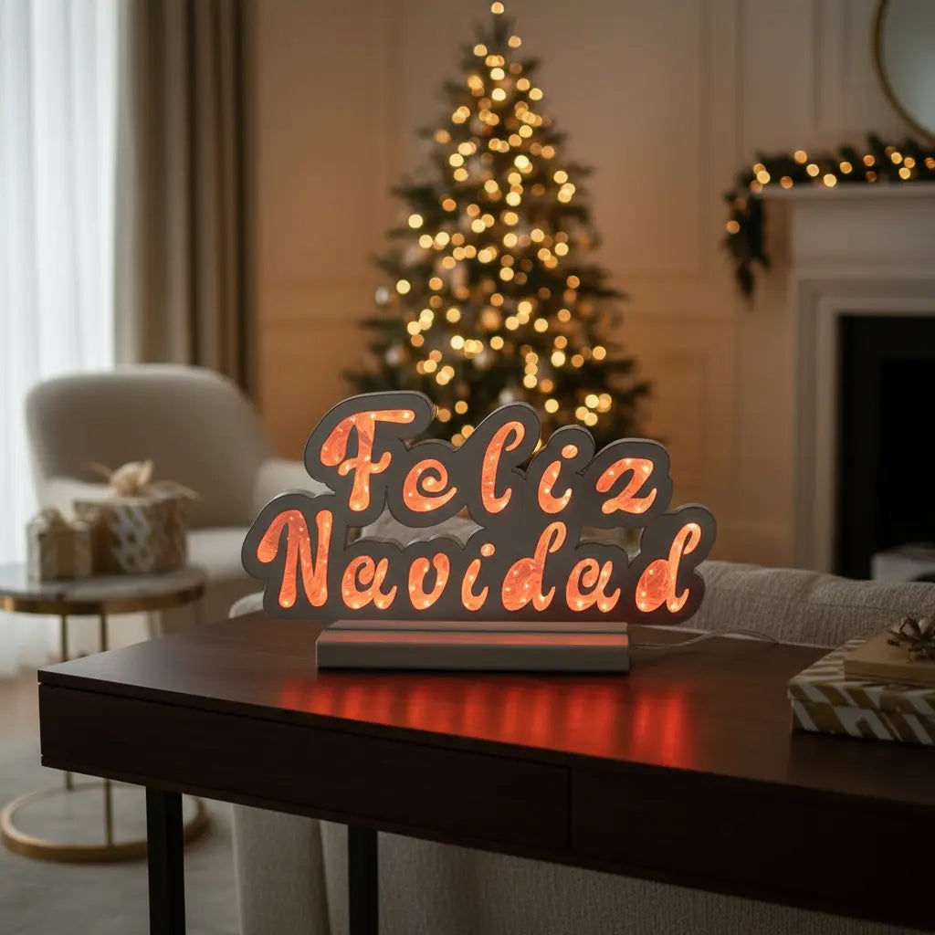 Luz Infinita Letrero Feliz Navidad16x50x2 Cm 108 Luces