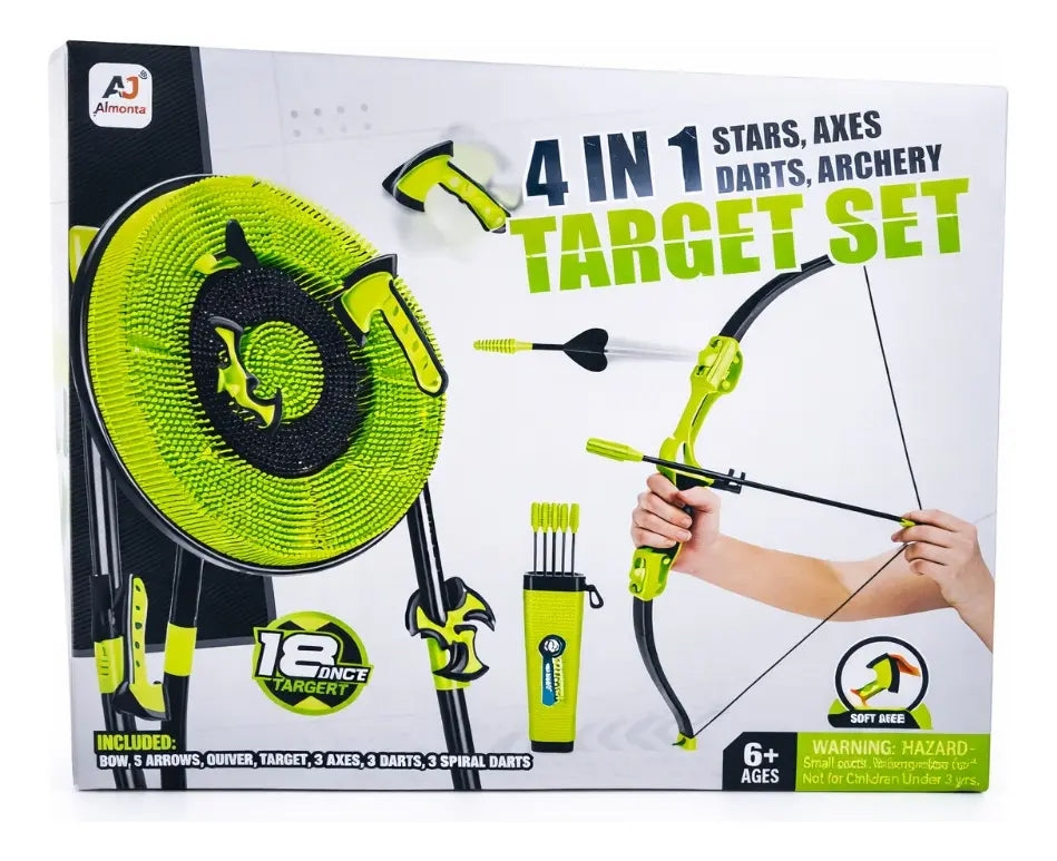 Set 4 En 1 Tiro Al Blanco Con Arco Y Dardos Candy Toys