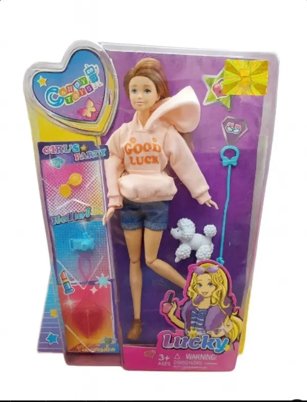 Muñeca Articulada Candy Toys Lucky Con 5 Accesorios