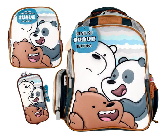 Mochila Primaria 3 Piezas Marca Fotorama Osos Escandalos