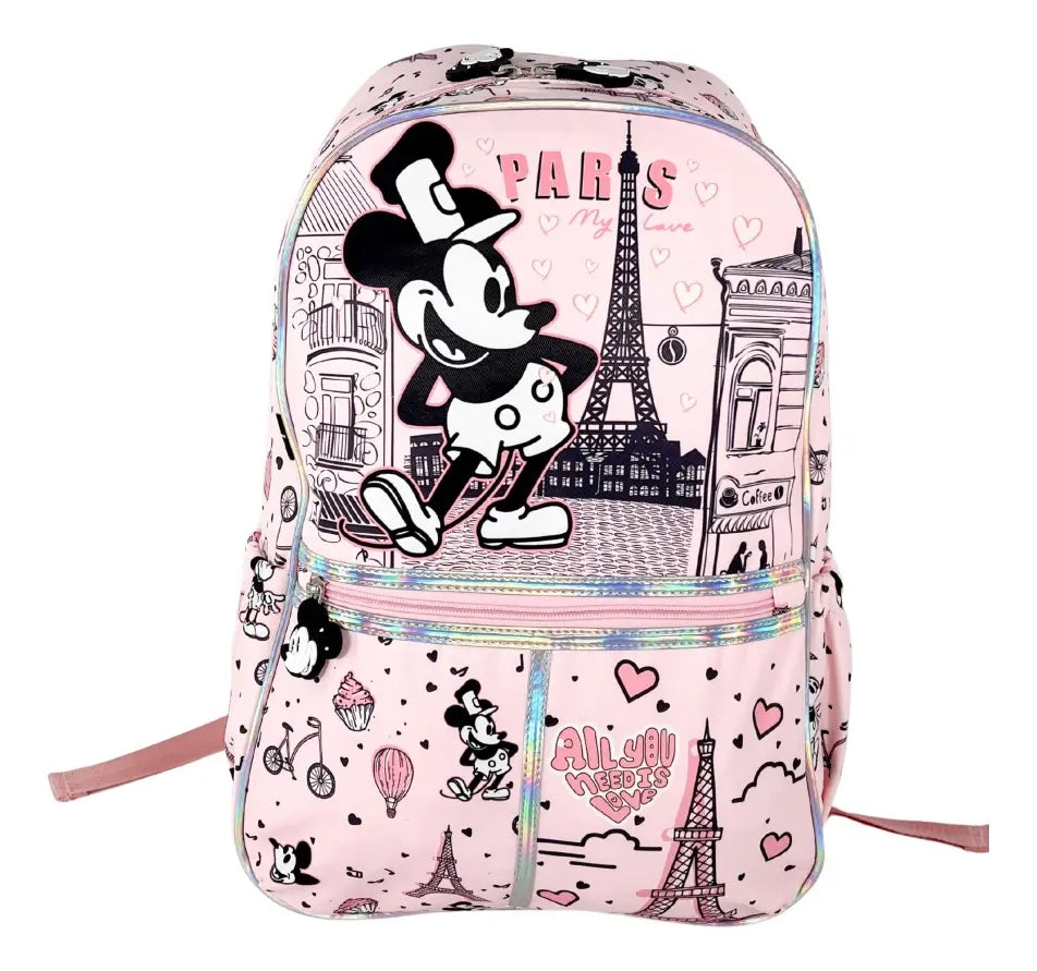 Paquete Mochila 3 Piezas Marca Lluvia Mickey Paris Primaria