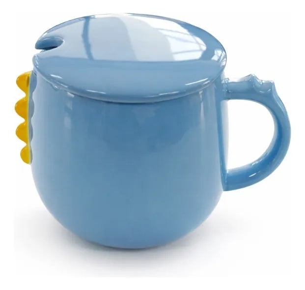 Taza Colorida Kawaii Monstruos Con Tapa Incluida 400 Ml