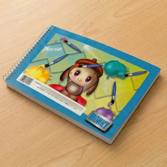Cuaderno Monky 30 Hojas Marquilla Pasta Suave Espiral Grueso