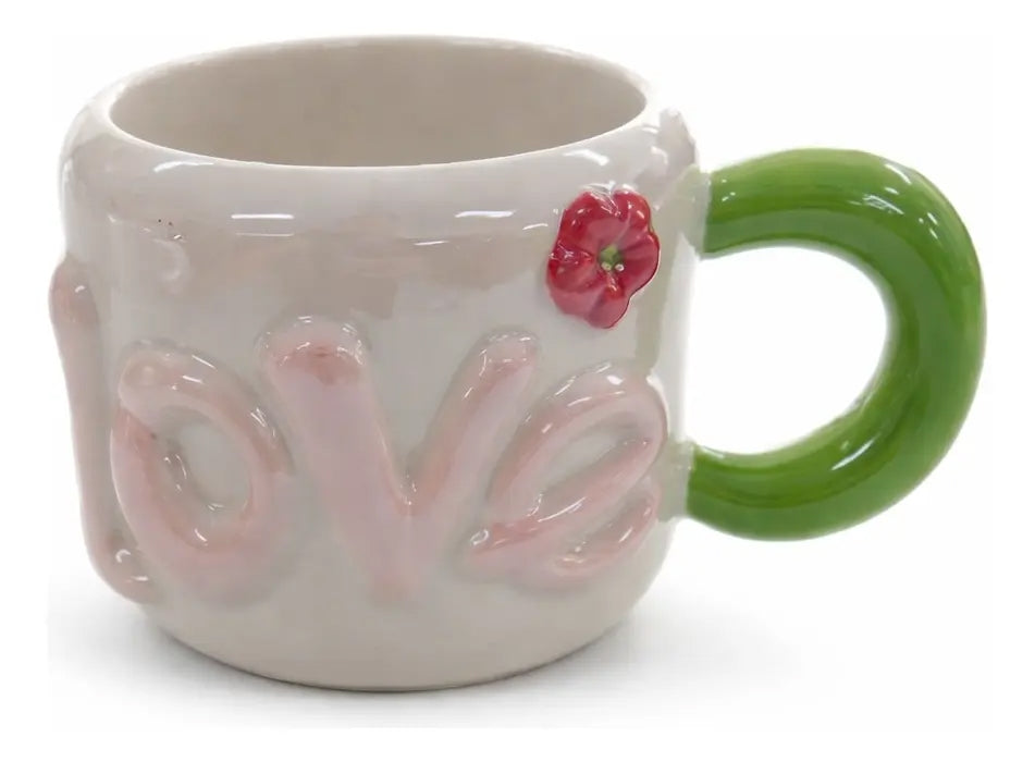 Taza Love De Cerámica Con Diseño Romántico 400 Ml