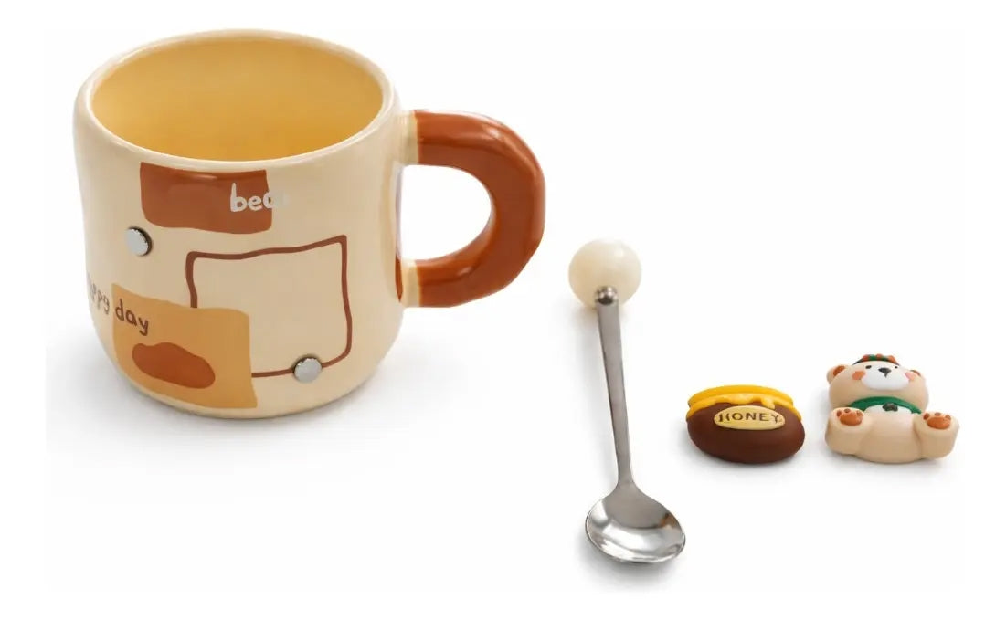 Taza Personalizable Con Pines Y Cuchara Metálica 380ml