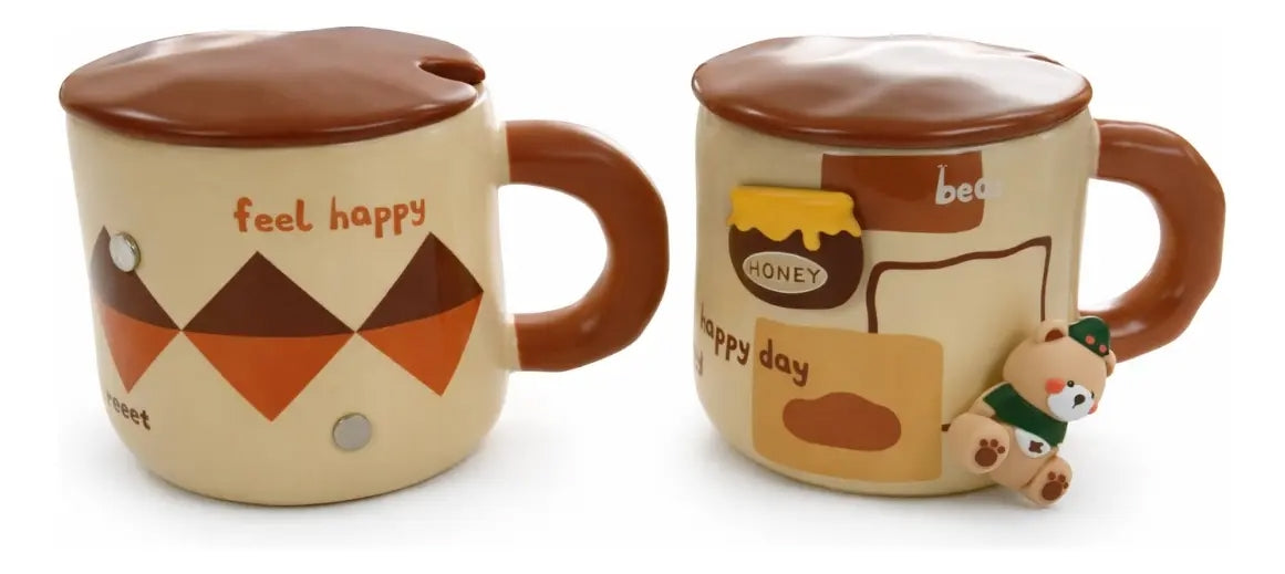 Taza Personalizable Con Pines Y Cuchara Metálica 380ml