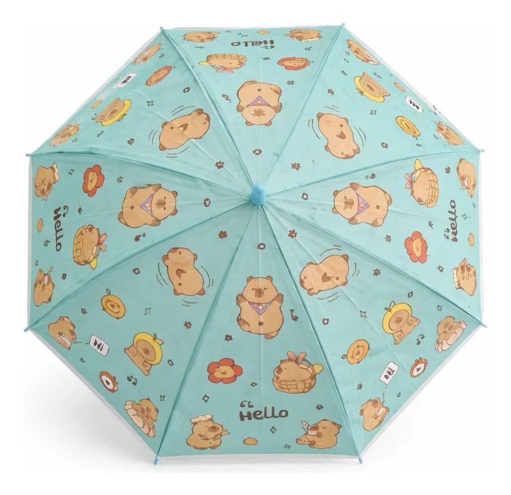 Paraguas Infantil Diseño Capibara 4 Colores 67 Cm 8 Varillas