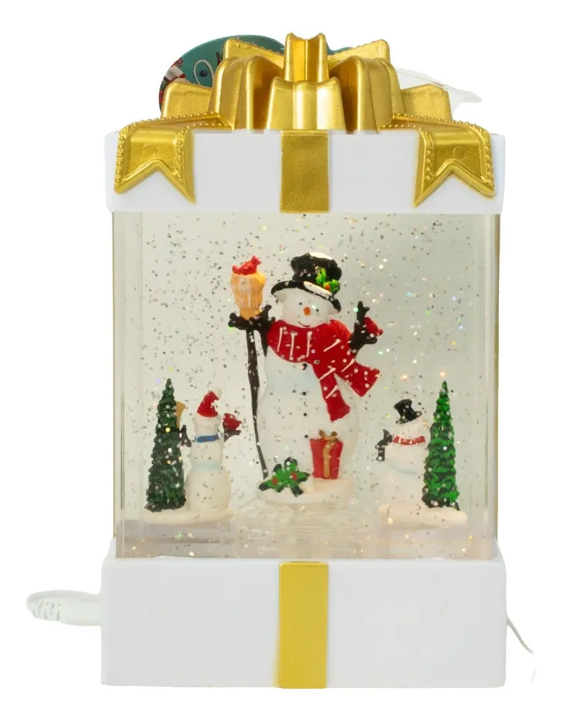 Lámpara Navideña Regalo Con Árbol Y Santa  20x22x8 Cm