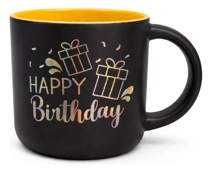 Taza Happy Birthday Holografico Surimax 350 Ml  4 Colores