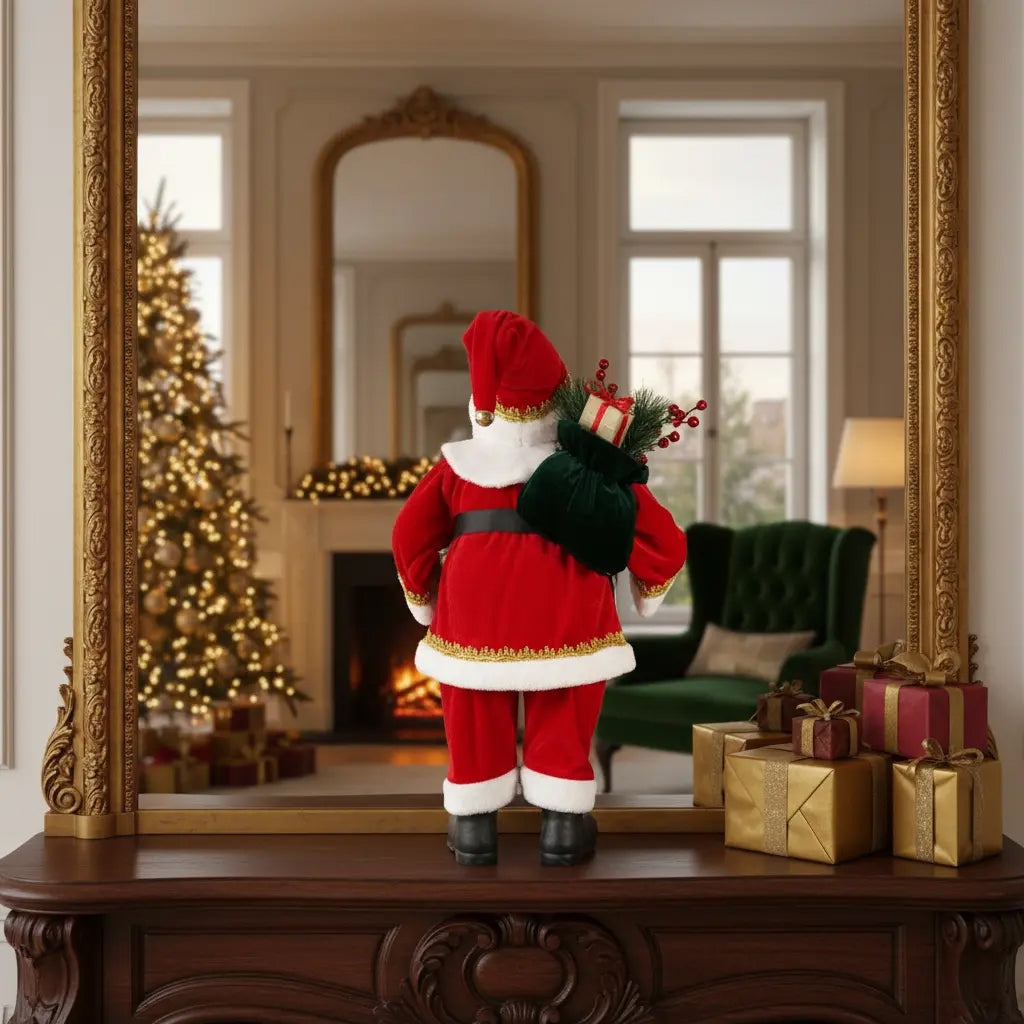 Santa Con Cascanueces Figura Decorativa Navideña 60x30x20 Cm