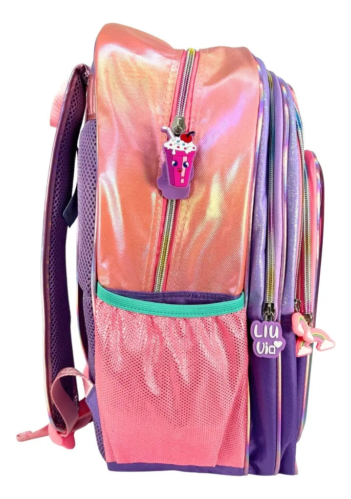Mochila Primaria Set 3 Piezas Marca Lluvia Unicornio Espejo