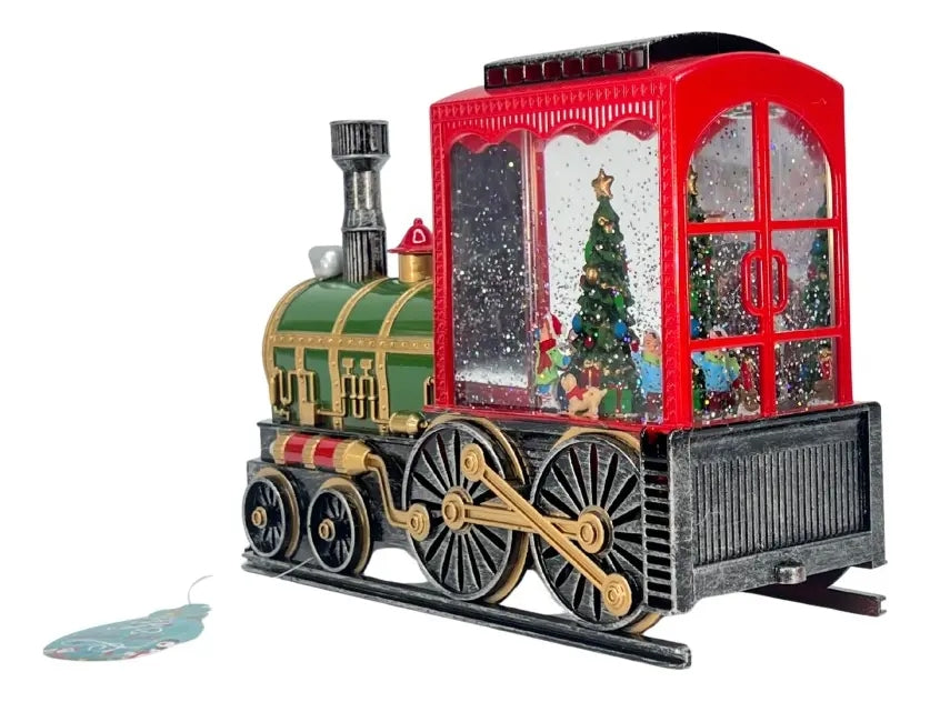 Lámpara Navideña Tren Con Árbol Y Brillos  19x10x22 Cm