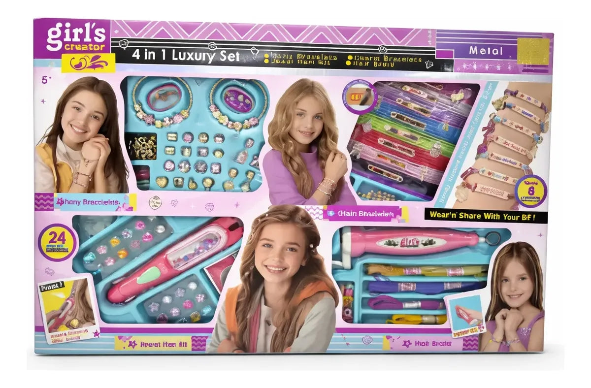 Set De Cabello Y Pulseras Con Máquina Decoradora Candy Toys