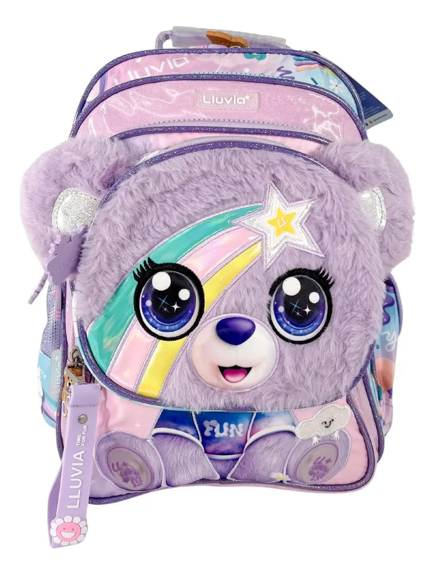 Paquete Mochila 3 Piezas Marca Lluvia Oso Arcoiris Kinder