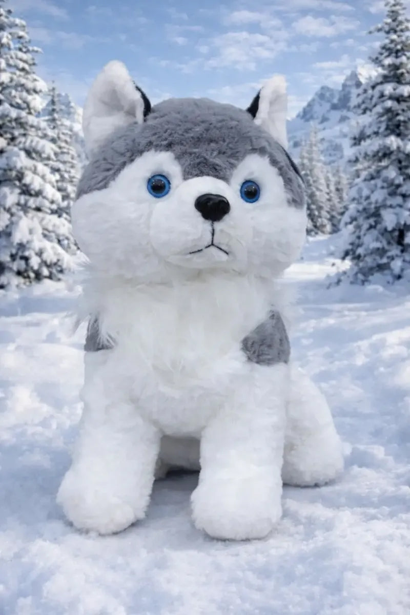 Peluche Husky Realista Esponjoso 33×35×22 Cm Candy Toys