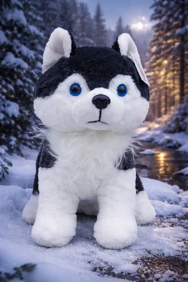 Peluche Husky Realista Esponjoso 33×35×22 Cm Candy Toys