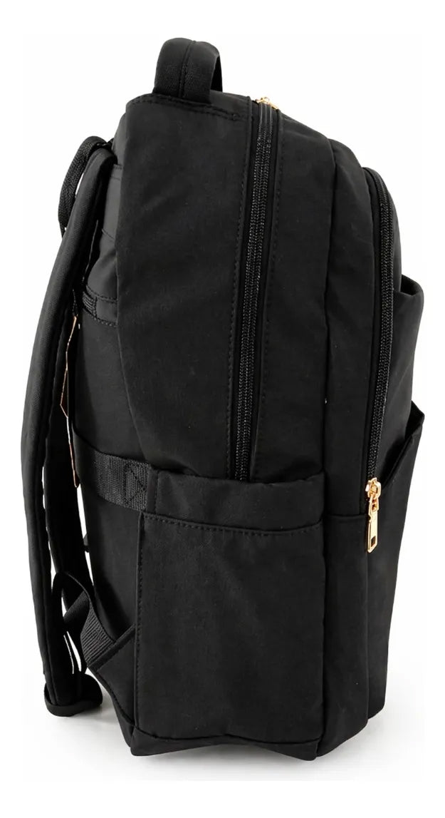 Mochila Lluvia Negra Ejecutiva Con Bolsillos Laterales Funcional