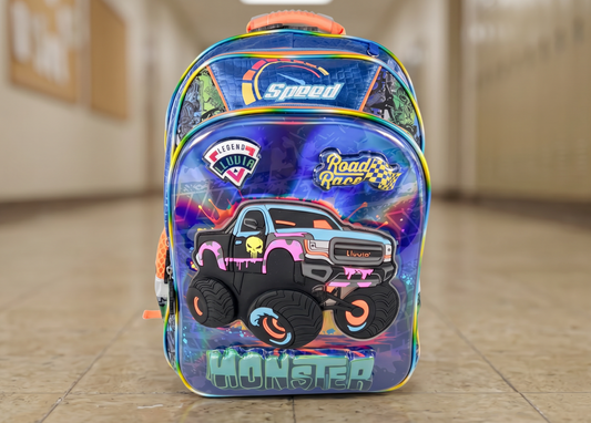 Mochila Marca Lluvia Monster Truck Primaria