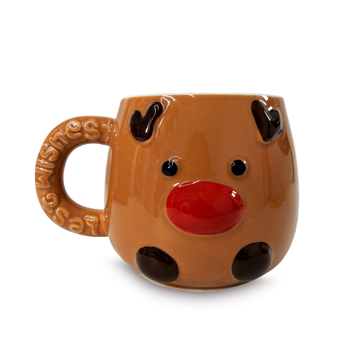 Taza Navideña Lluvia Lights Reno Nariz Roja con Tapa 380 ml