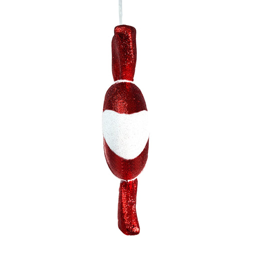 Adorno Caramelo Lluvia Lights Rojo y Glitter Navideño 30 cm